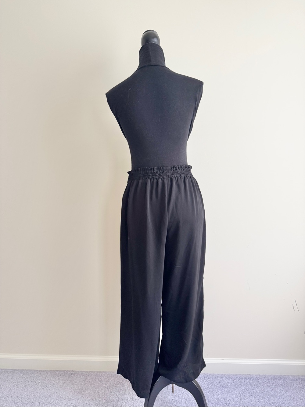 Vintage Adrienne Vittadini Paper Bag Wide Leg Pants Black Size Medium NWT career - Picture 2 of 9